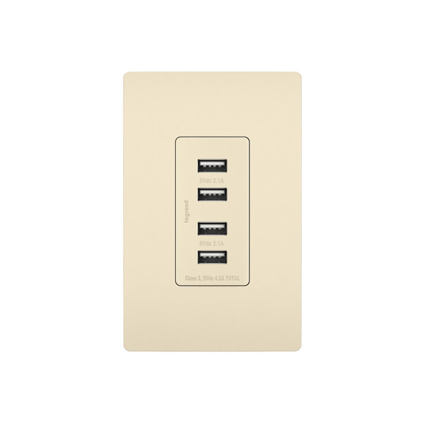 Legrand Radiant 15 Amps Tamper Resistant Quadplex Outlet with USB Port